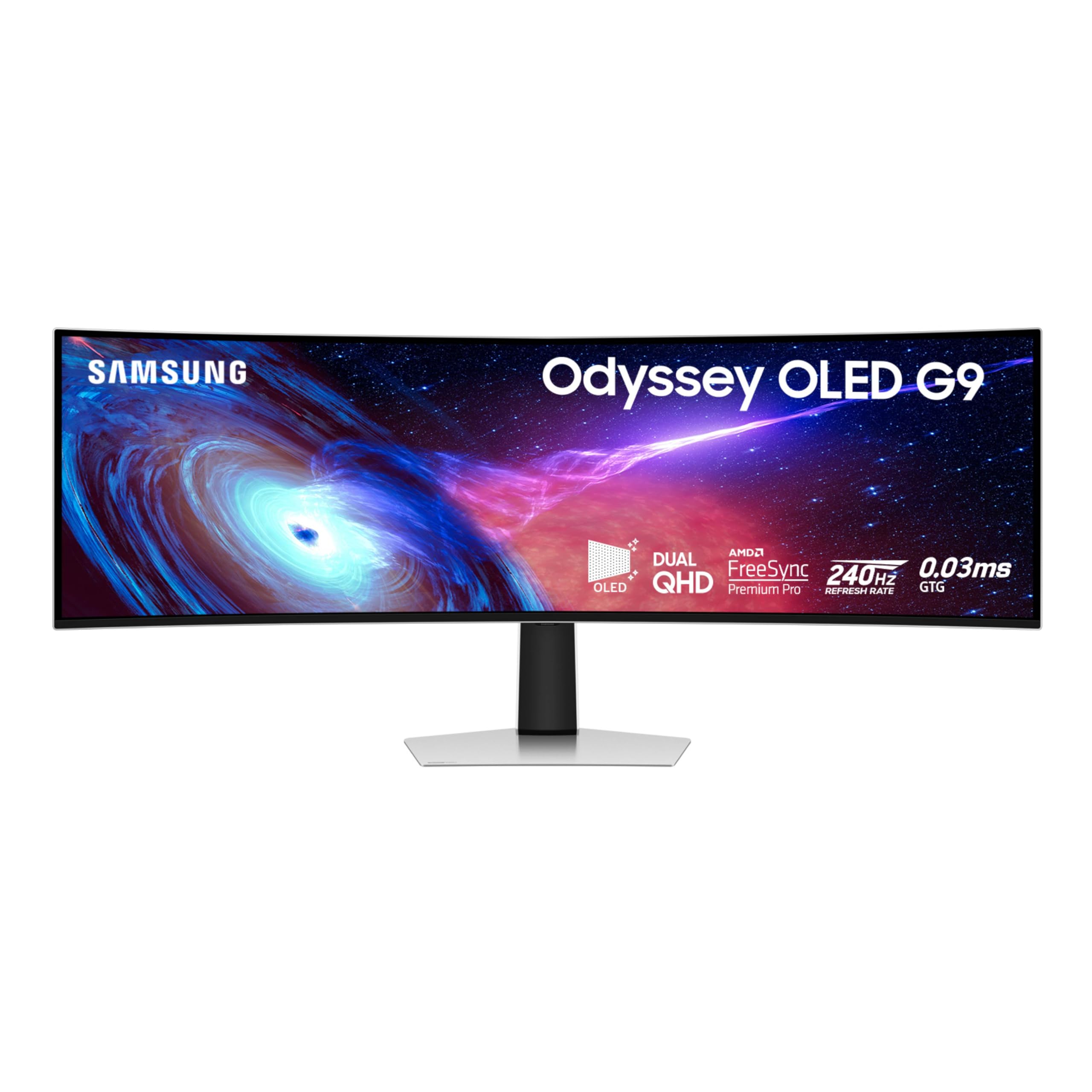 SAMSUNG 49" Odyssey G93SC Series OLED Curved Gaming Monitor, 240Hz, 0.03ms, Dual QHD, DisplayHDR True Black 400, FreeSync Premium Pro, Height Adjustable Stand, LS49CG932SNXZA, 2023