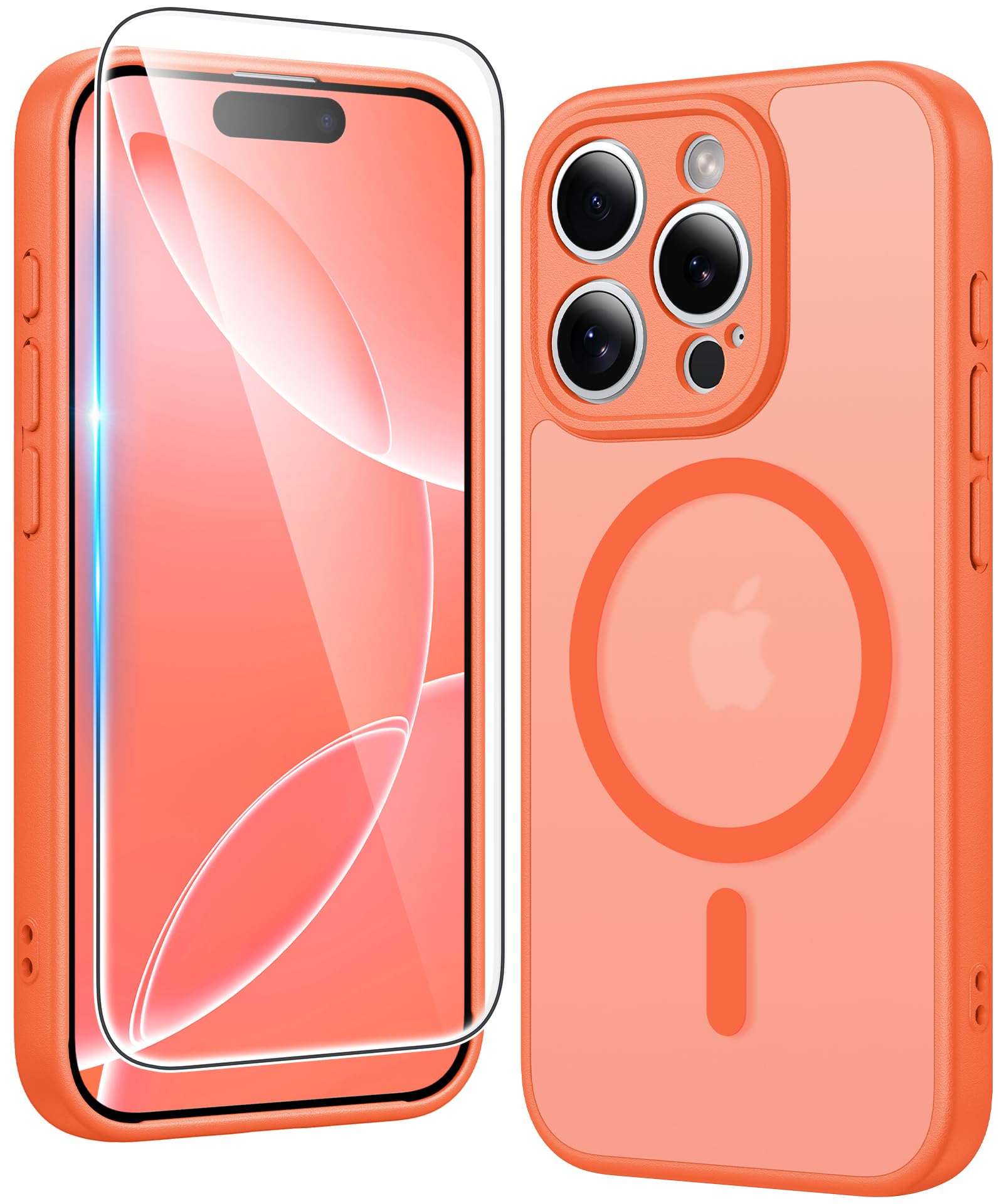 FNTCASE for iPhone 16 Pro-Max Case Compatible with Magsafe Matte Phonecase | Screen Protector, Military Grade Drop Protection, Slim Magnetic Phone Cases, Shockproof Bumper, Translucent Cell Cover