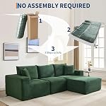 Cloud Modular Sectional Sofa, 109" L Shaped Comfort Boneless Couch, Deep Seat, Skin-Friendly Corduroy, No Assembly Design