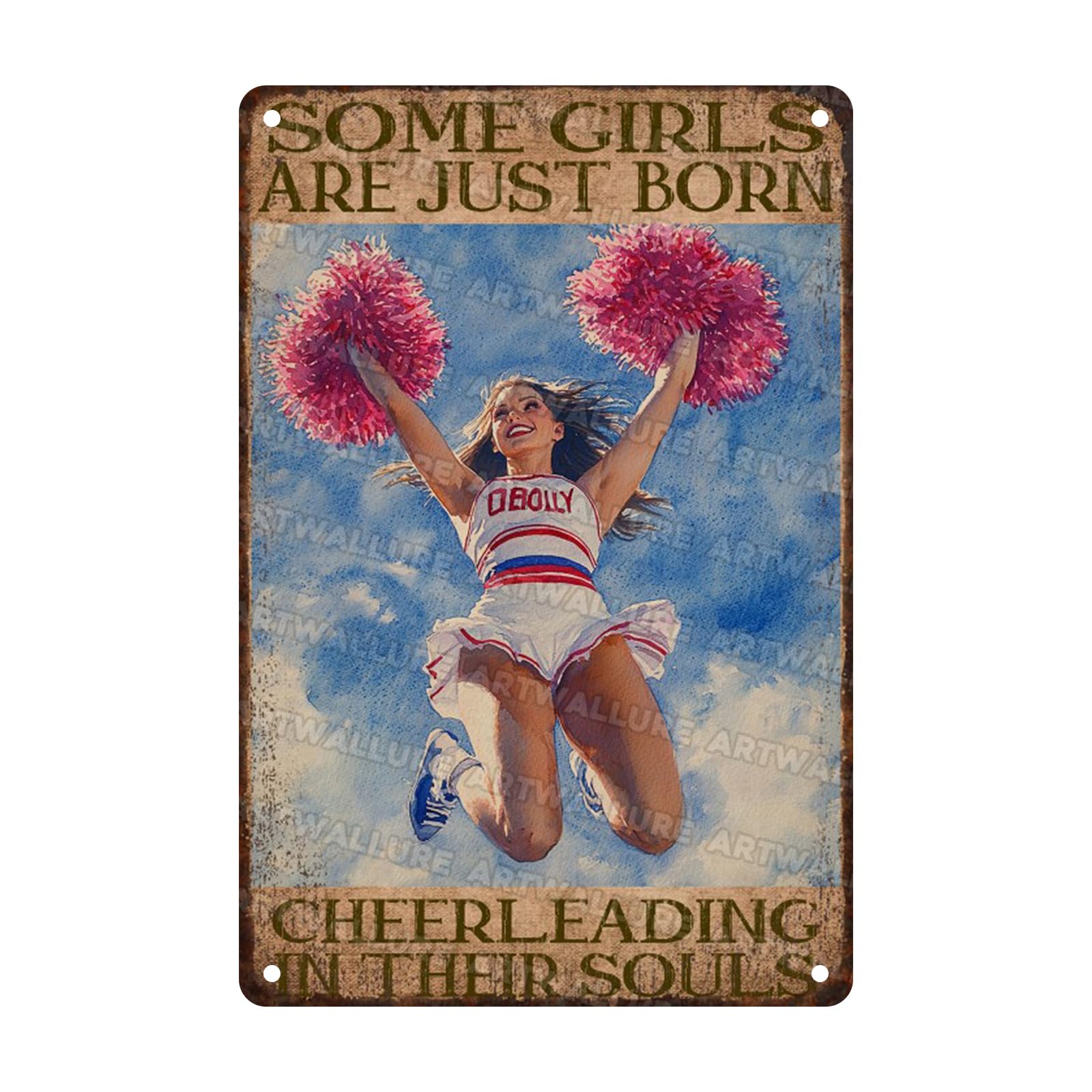 Anceky Some Girls Are Just Born Cheerleading In Their Souls Metal Tin Sign Retro Tin Sign Wall Decor for Garden Yard Home Bar Garage 12×16 Inch