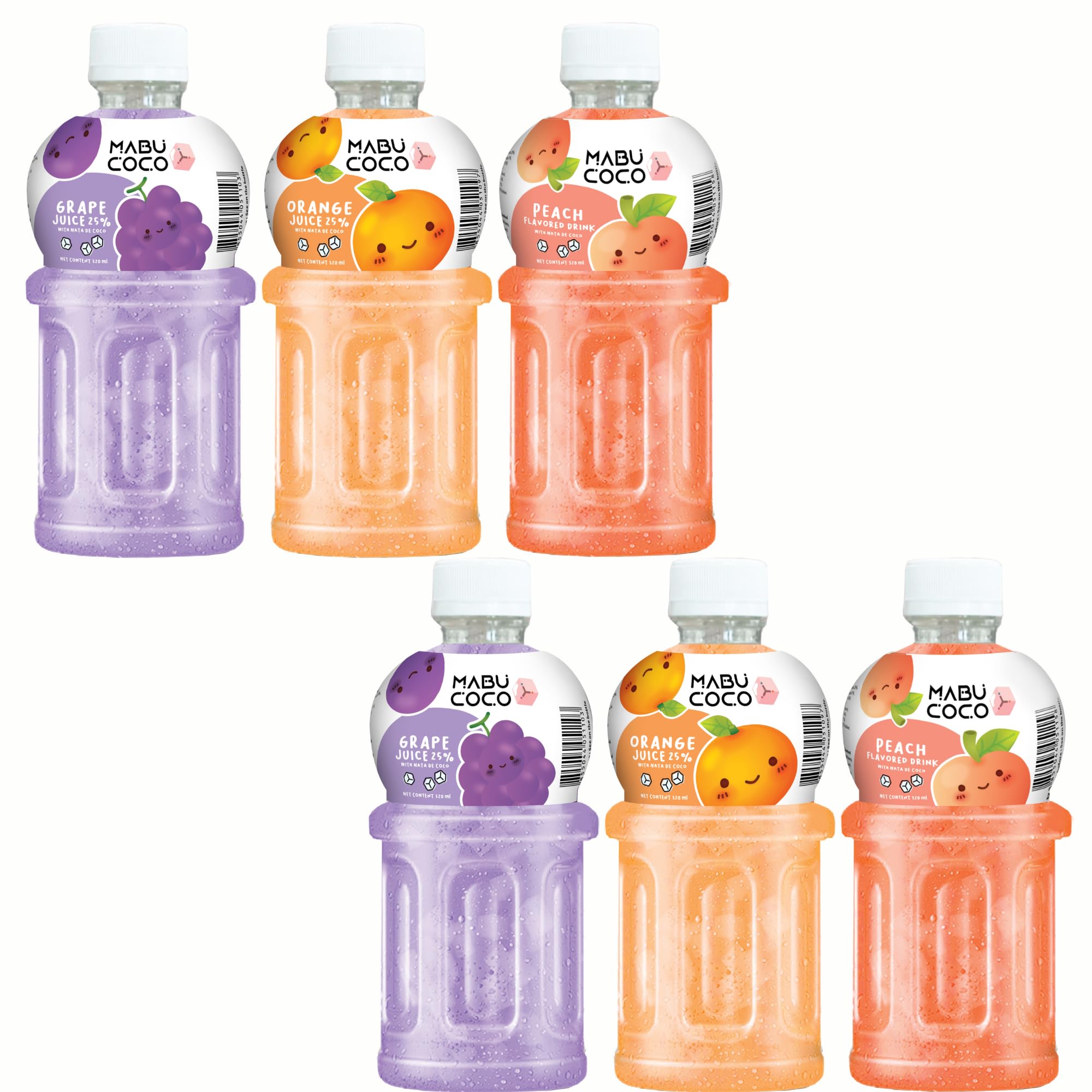 Mabu Coco Juice with 25% Nata De Coco | Refreshing Taste | Assorted Flavours | Peach, Grape, Orange Juice (From Grape Juice Concentrate) | PACK OF 6 (320ml Each) (B0CVMXT52N) Amazon Price History, Amazon Price Tracker