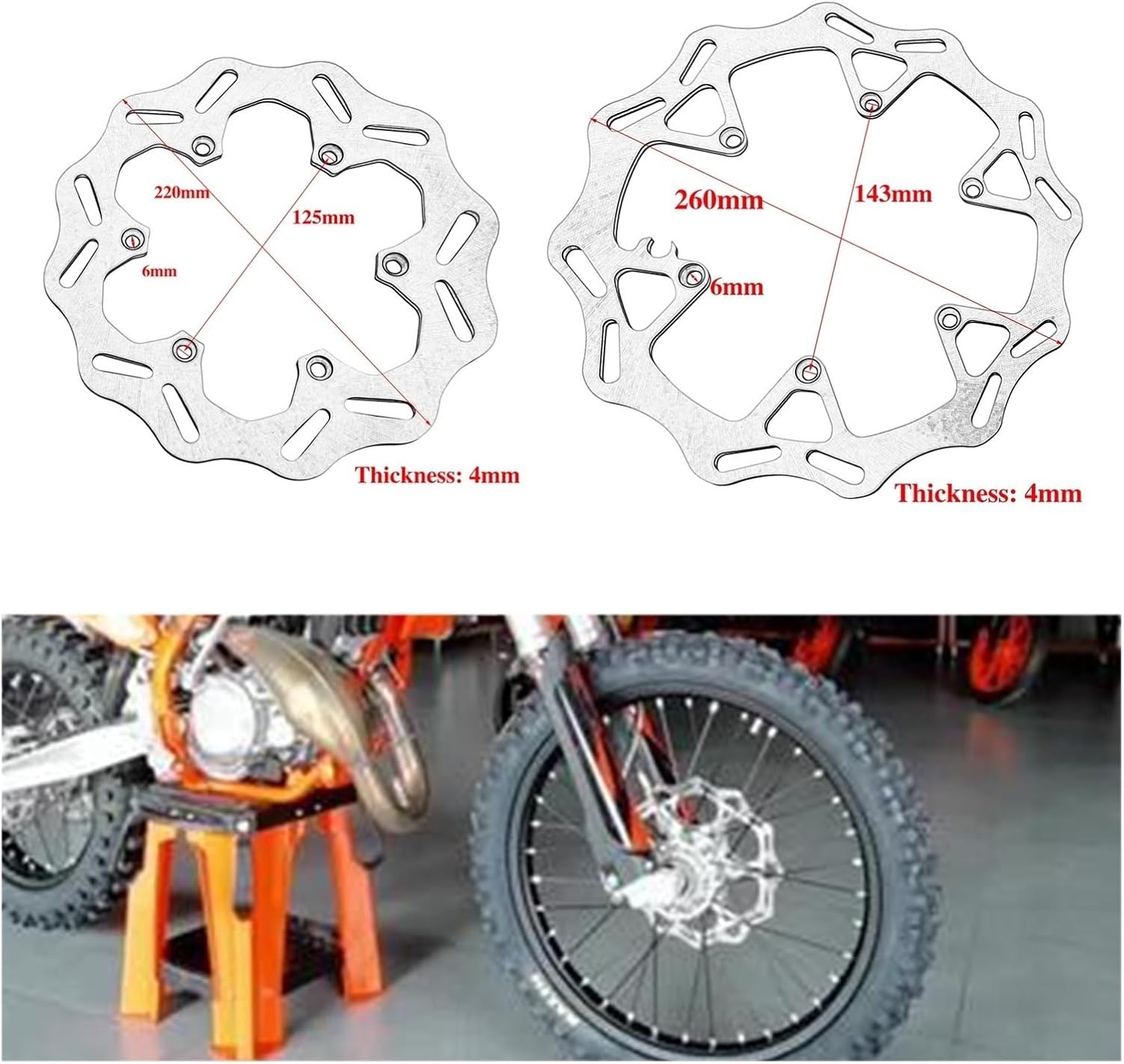 Front Rear Brake Disc Rotor Fit For K-tm EXC EXCF SX SXF XC XCW ENDURO 125 150 200 250 300 350 400 450 500 All Models 94-22(220mm)
