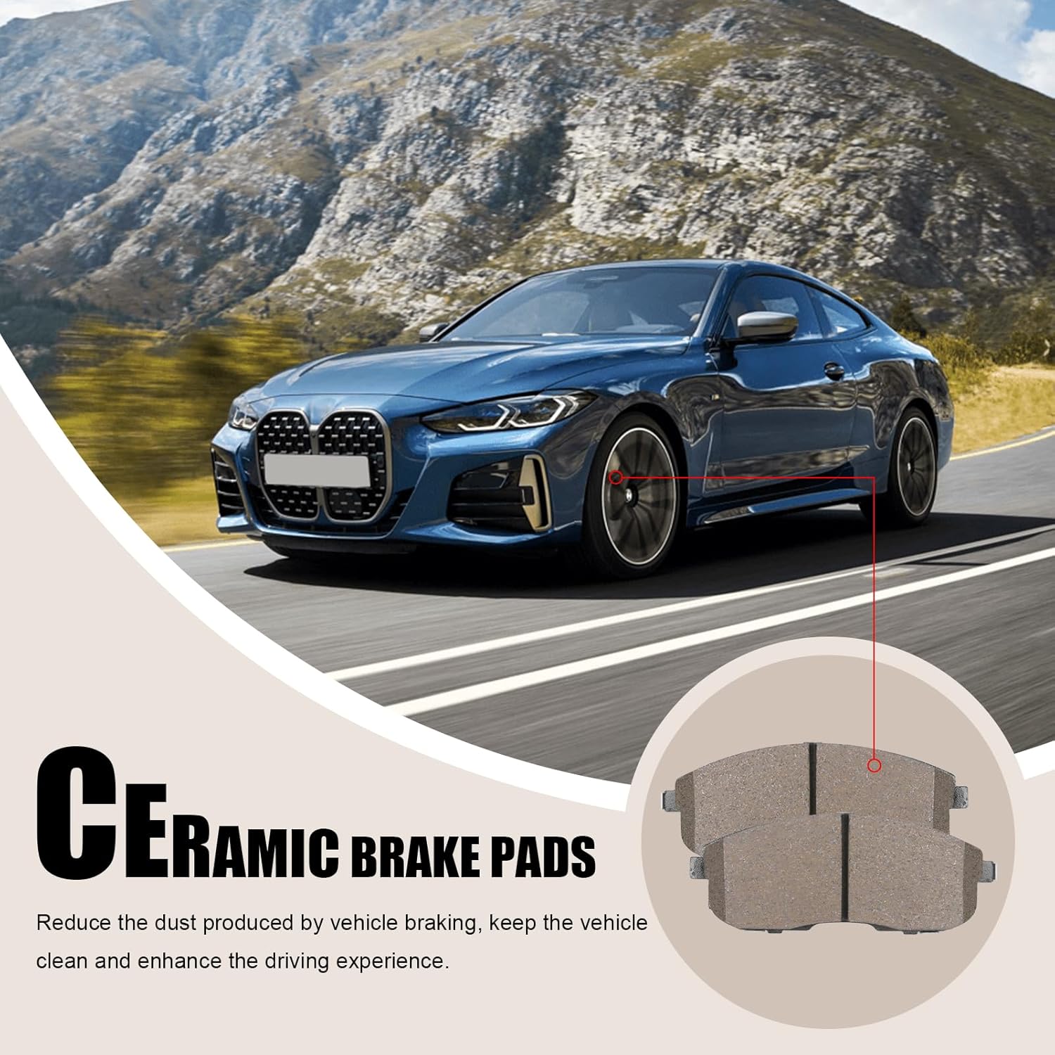 Ceramic Front Brake Pads Set Compatible with Nissan Altima/Cube/Juke/Sentra/Maxima/Versa/ 350Z,For INFINITI G35/ I35/ I30,For 2009-2014 Suzuki SX4/2012 SX4 Crossover(HZ815)