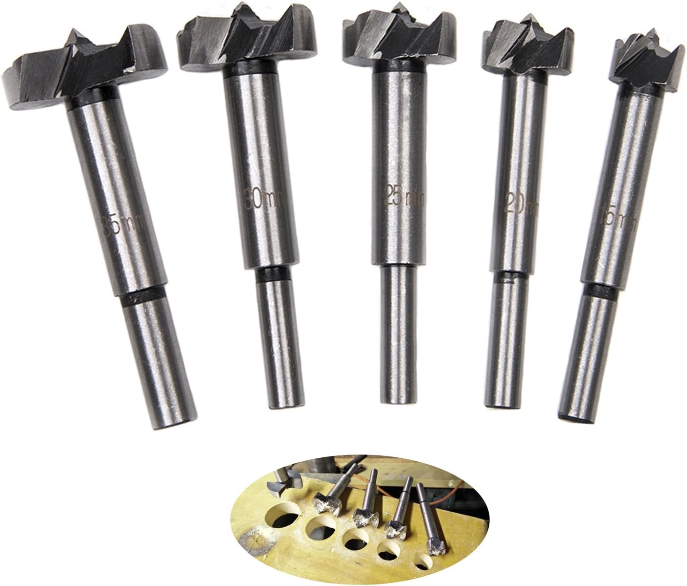 Forstner Drill Bits Malayas 5pcs 1535mm Carbide Steel Woodworking