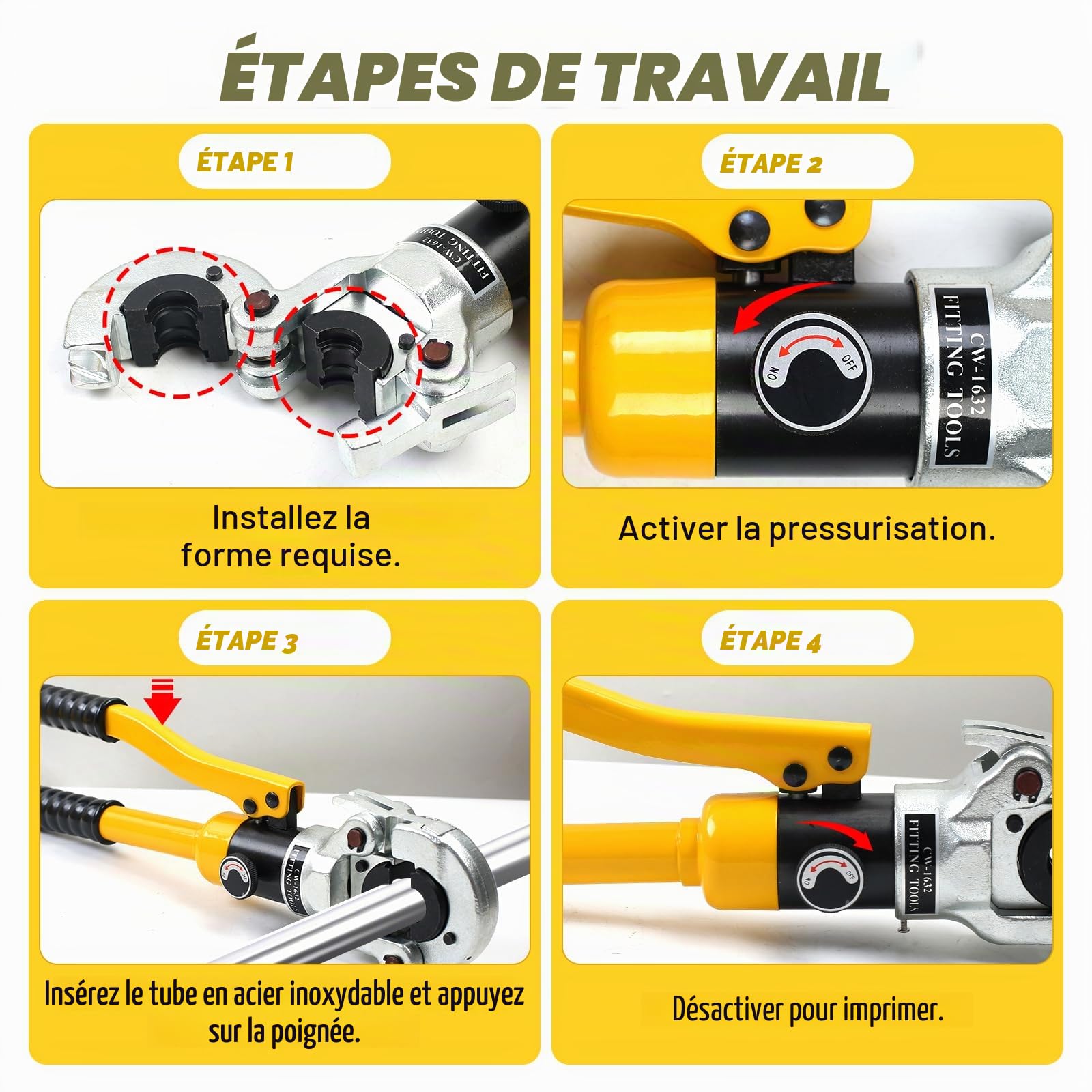 Pince à Sertir pour Tuyaux Hydraulique avec Contour TH - Riveteuse TH16, TH20, TH26, TH32