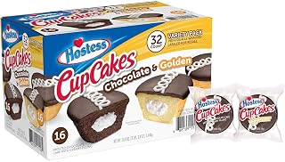 Hostess Chocolate & Golden Cupcakes Variety Pack - 32 Count Classic Snack Cakes