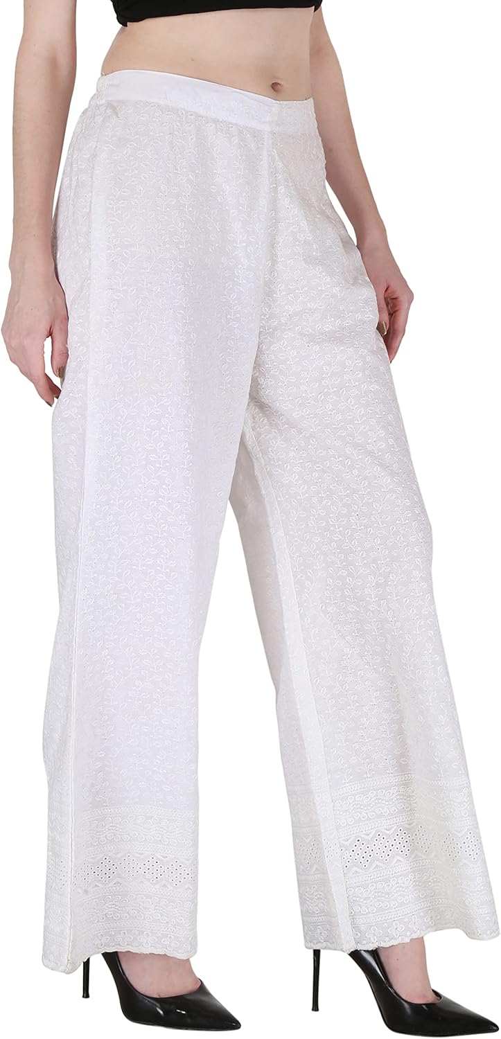 Shopping Queen Women's Cotton Chikankari Embroidery Palazzo - Image 3