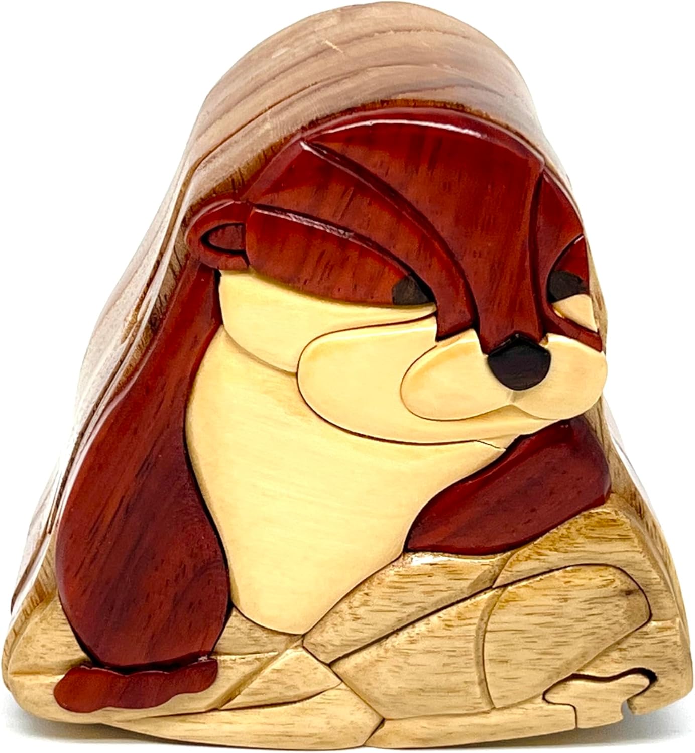 River Otter - All Natural Intarsia Wood Puzzle Box - Handcrafted with Secret Compartment