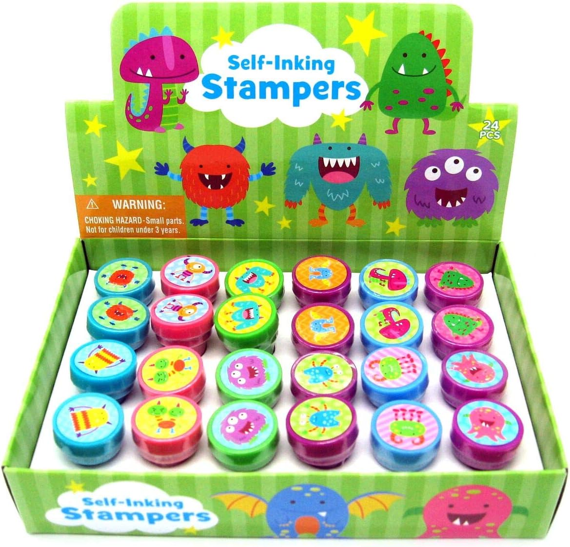 TINYMILLS 24 Pcs Monster Stampers for Kids Halloween Party Favors For Kids Goodie Bag Stuffers Trick or Treat Non Candy Treats