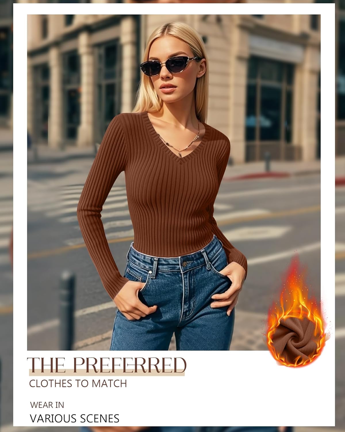 4 Pack Women's Thermal Shirts Long Sleeve Ribbed Cotton Tops V Neck Fitted Winter Undershirts Basic Base Layer - Image 3