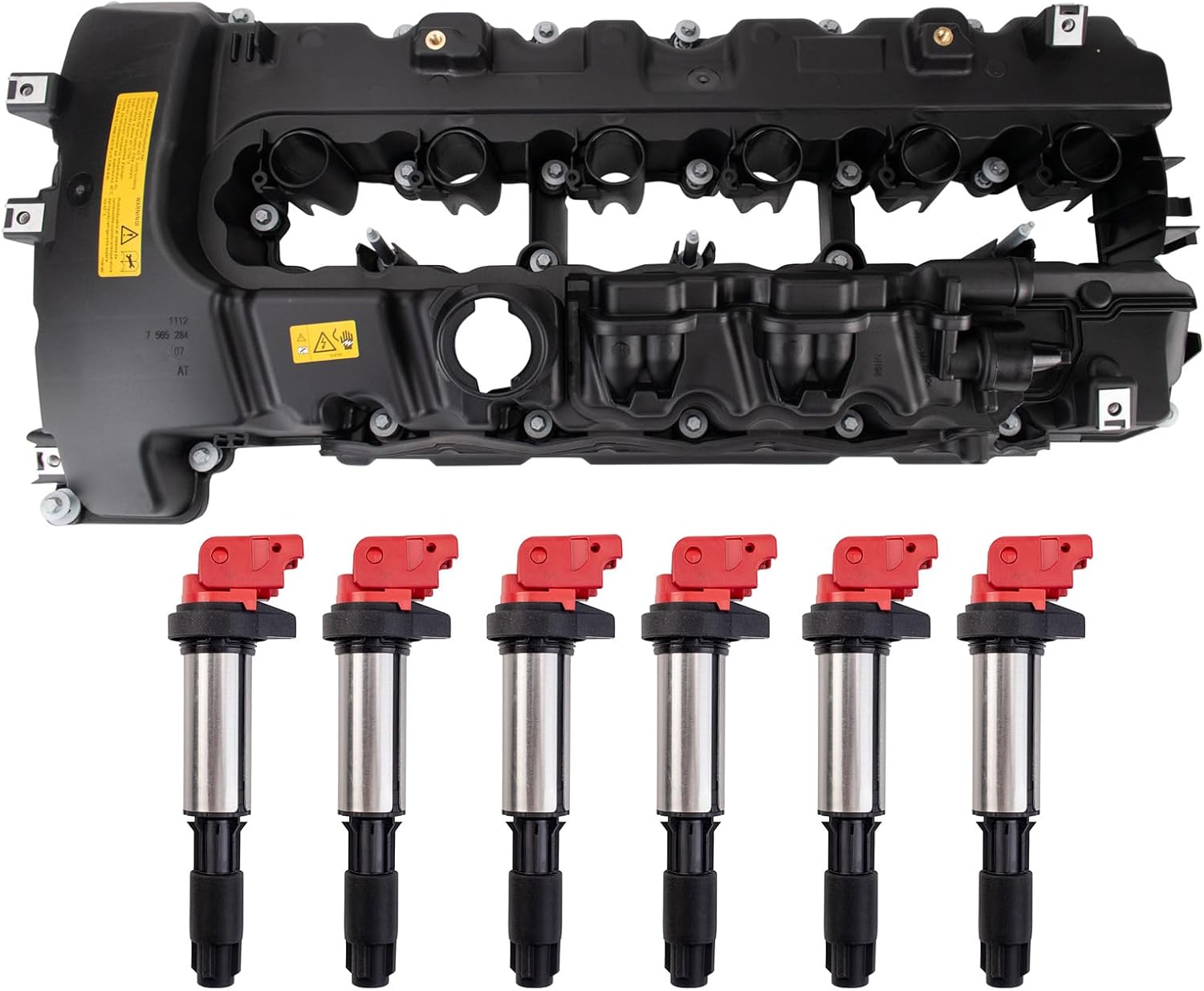 TRQ Ignition Coil Kit 7 Piece Valve Cover Compatible with 2007-2010 BMW 335i 2008-2010 135i 535i 2007-2008 335xi 2009-2010 535xi 2011-2013 335is 2008 X6 2011-2012 740i 740Li 2011-2016 Z4
