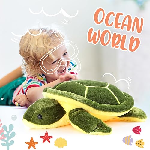 Miniatura 9 de Jenaai 8 piezas de peluche de tortuga marina de 10 pulgadas, suave de Navidad, juguete de peluche realista de tortuga grande para regalos de