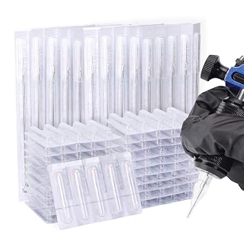 Tattoo Needles and Tips Kit 50pcs Disposable Tattoo Needles 50pcs Assorted Sterilized Tattoo Needles Tips Tattoo Supplies 1RL Tattoo Needle+3RT Needle Tip