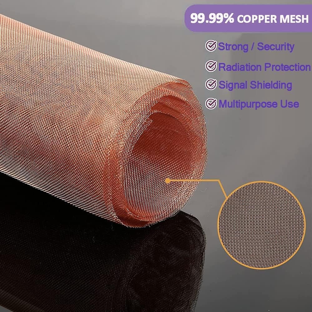 Qunine HXRW Rollo de malla de cobre 40 malla resistente cobre antiestático flexible y fácil de cortar para materiales de laboratorio y producción de bricolaje (Color: cobre rojo, tamaño: 1 x 2 m)