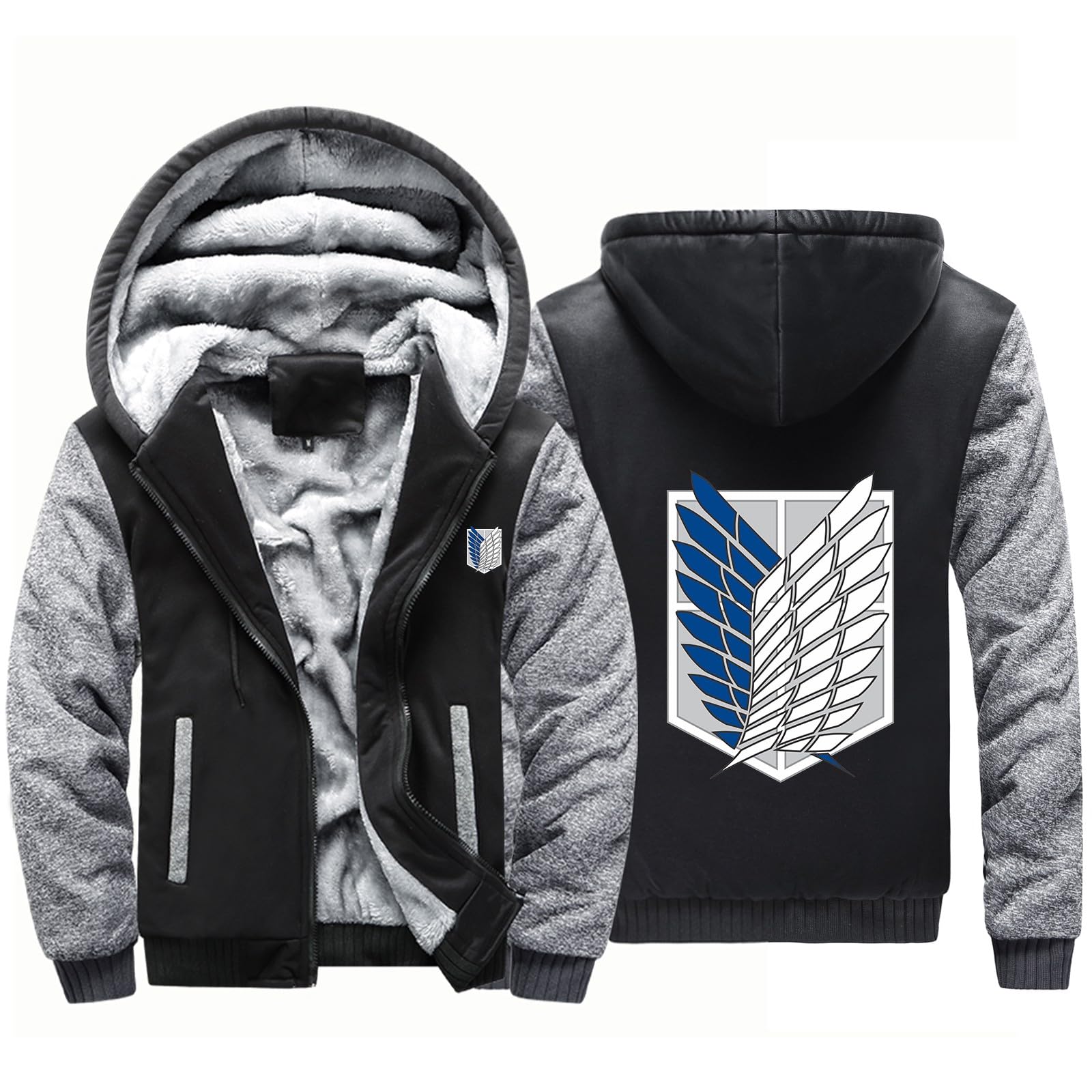 Byxlms Men's Black Gray Hoodies Pullover For Attack Titan Zip Up Sweatshirts Fleece Jackets Wool Coats Autumn Winter Outerwear Tops For -||3Xl