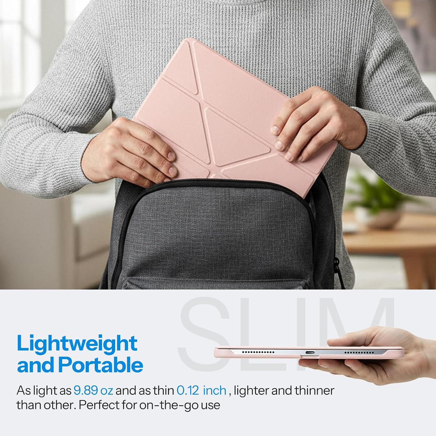 SPARIN Magnetic Case for iPad A16 11th/10th Gen (2025/2022), Origami Stand Cover with Auto Sleep/Wake, Multi-Angle Viewing, Hidden Pencil Holder, Ultra Slim Lightweight & Stable on Sofa/Bed-Pink