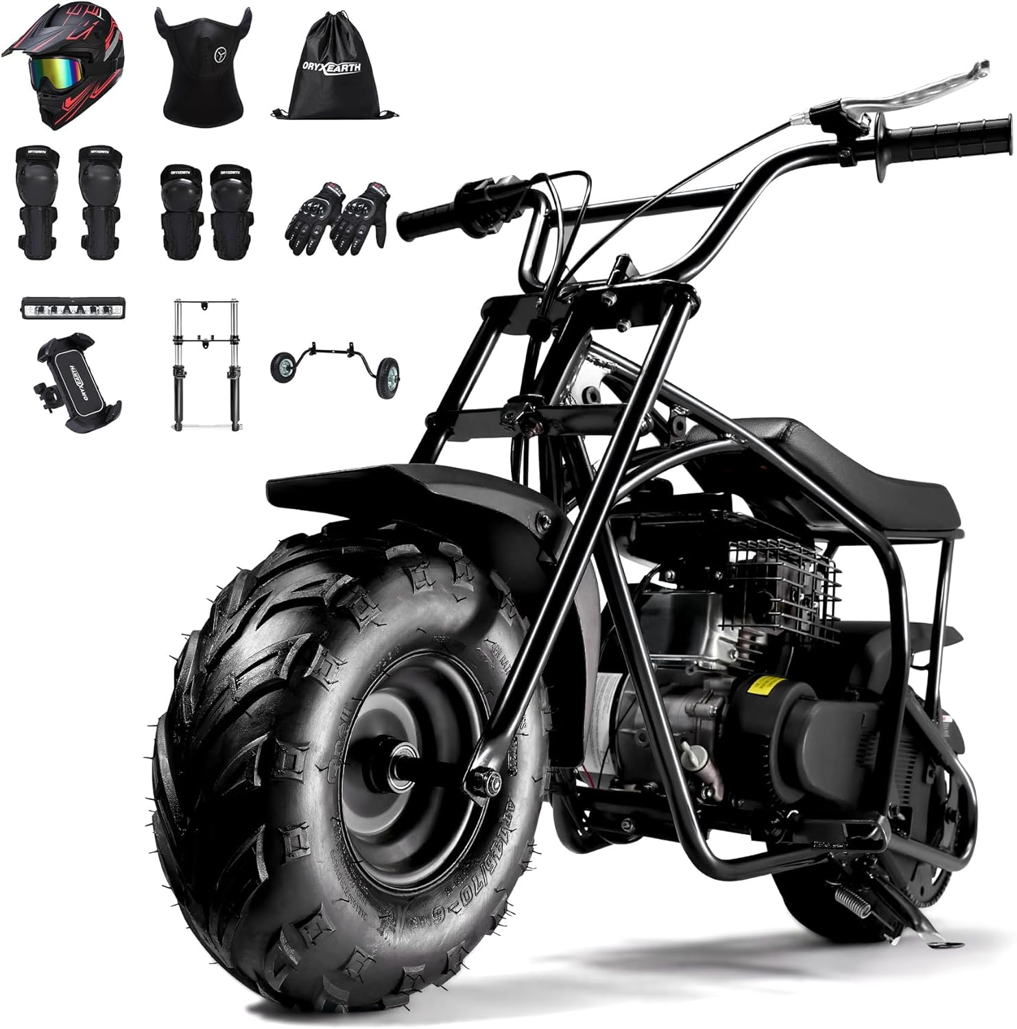 Oryxearth Mini Dirt Bike for Kids, 105CC 4-Stroke Kid Gas Powered Off-Road Pocket Pit Trail Motorcycle W/EPA Approved, Up to 28 Mph Weight Support 185 LBS, with Helmet & Goggles