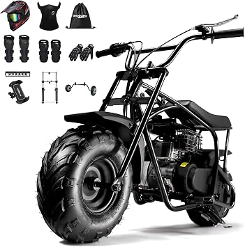 Oryxearth Mini Dirt Bike for Kids, 105CC 4-Stroke Kid Gas Powered Off-Road Pocket Pit Trail Motorcycle W/EPA Approved, Up to 28 Mph Weight Support 185 LBS, with Helmet & Goggles