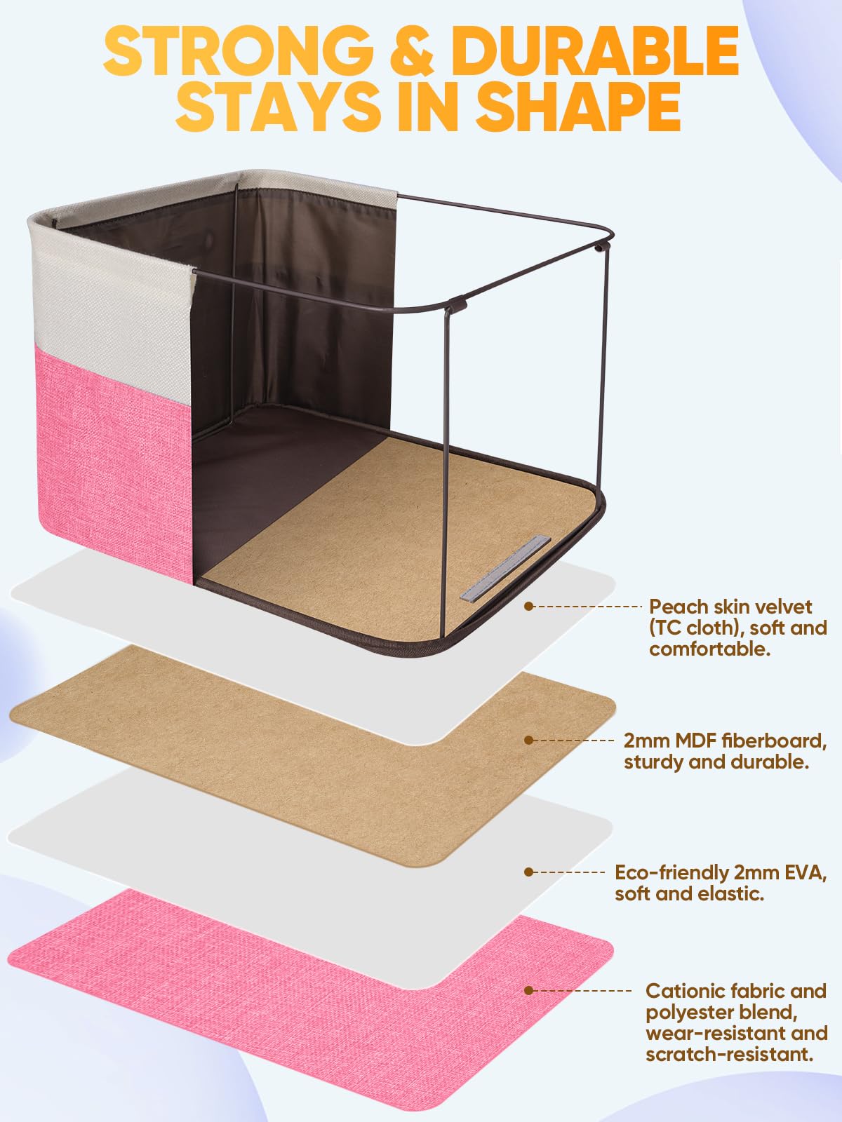 BALEINE Stoff-Aufbewahrungskörbe, Aufbewahrungskorb, Schrankregal, Organizer für Schrank-Organisation, dekorativer großer Leinen-Schrank-Organizer und Aufbewahrung (Rosa, 30,5 x 20,3 x 20,3 cm)