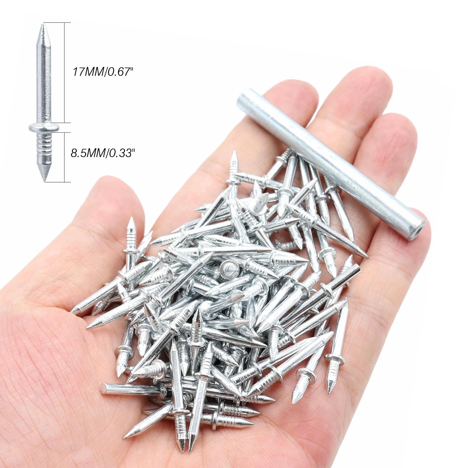 200Pcs Chiodi Senza Cuciture per Battiscopa a Doppia Testa, Chiodi in Corno Senza Traccia, Chiodi Nascosti per Legno Impiallacciature, Sicurezza invisibili Piccola Viti