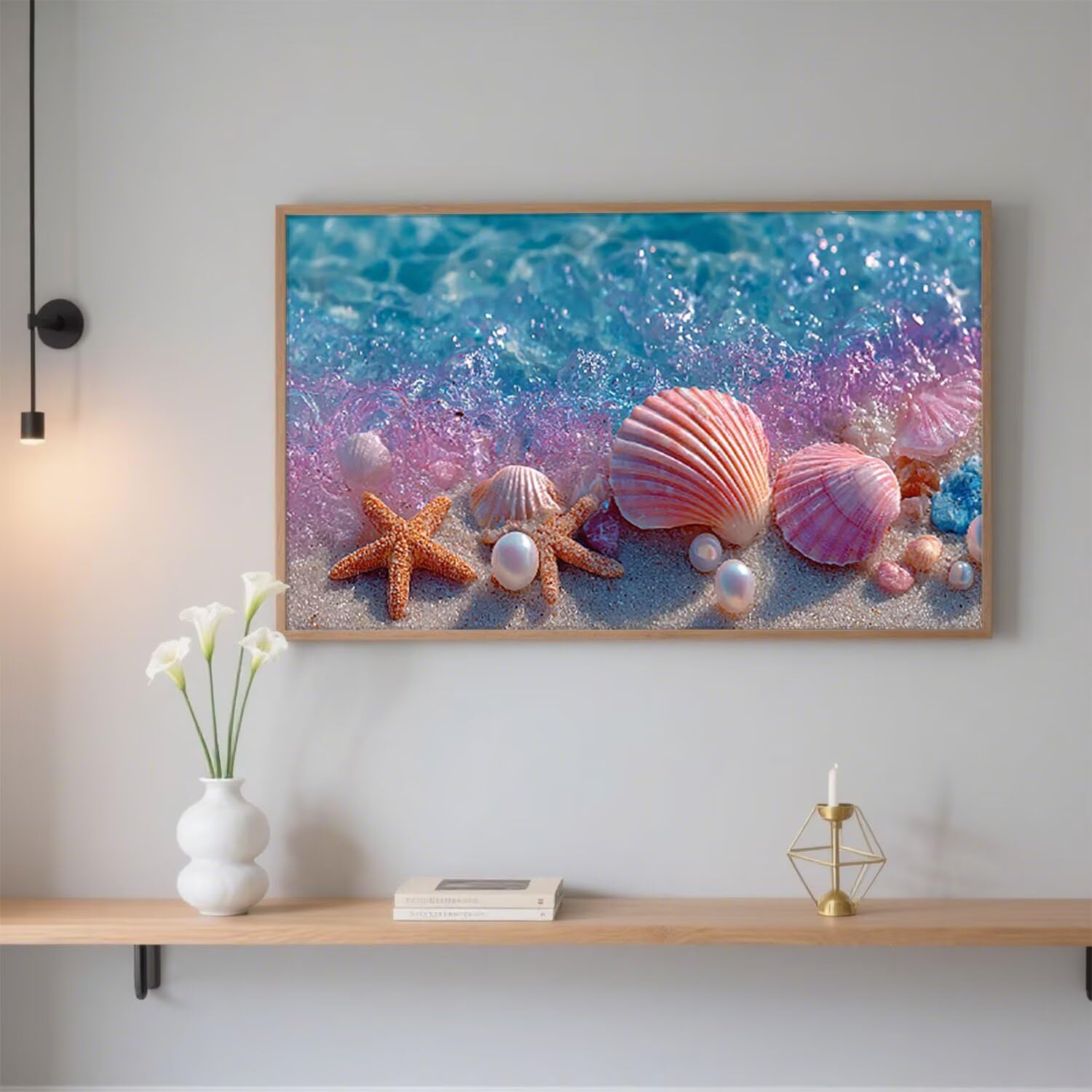 Malowanie Numery Dorosły Plaża Aktywność Podręcznik Dziecko Kreatywne Kolorowanie Numery Muszla Diy Kit Malarstwo Na Płótnie Sztuka Numer Akryl DIY 80 x 160 cm Nieoprawione u-11290