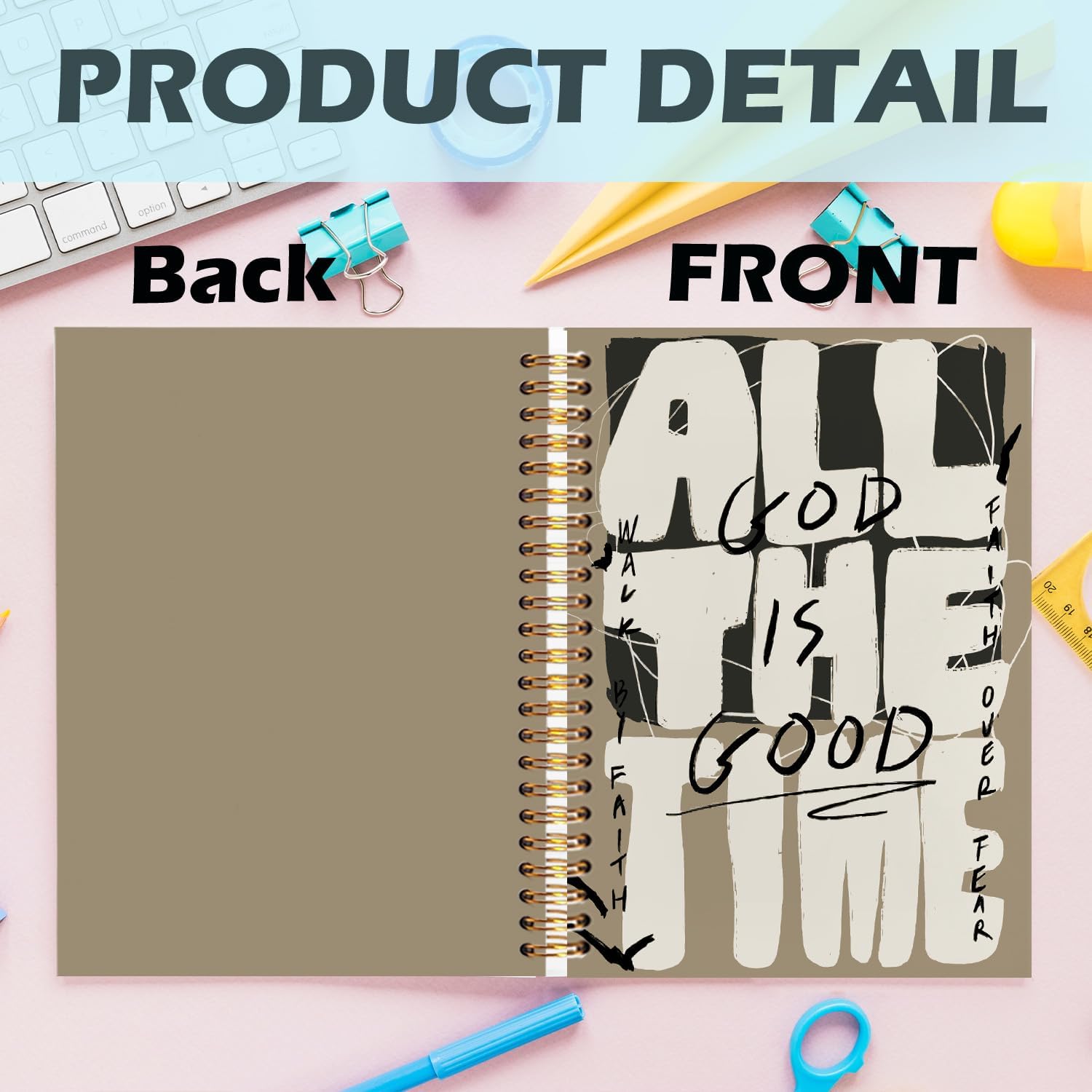 Christian Spiral Notebooks, God Is Good All the Time Bible Journaling Notebook, Religious Journals for Writing, Bible Notebook for Note Taking, Christian Gifts for Women Men, 5.5x8.3 Inch - Image 2