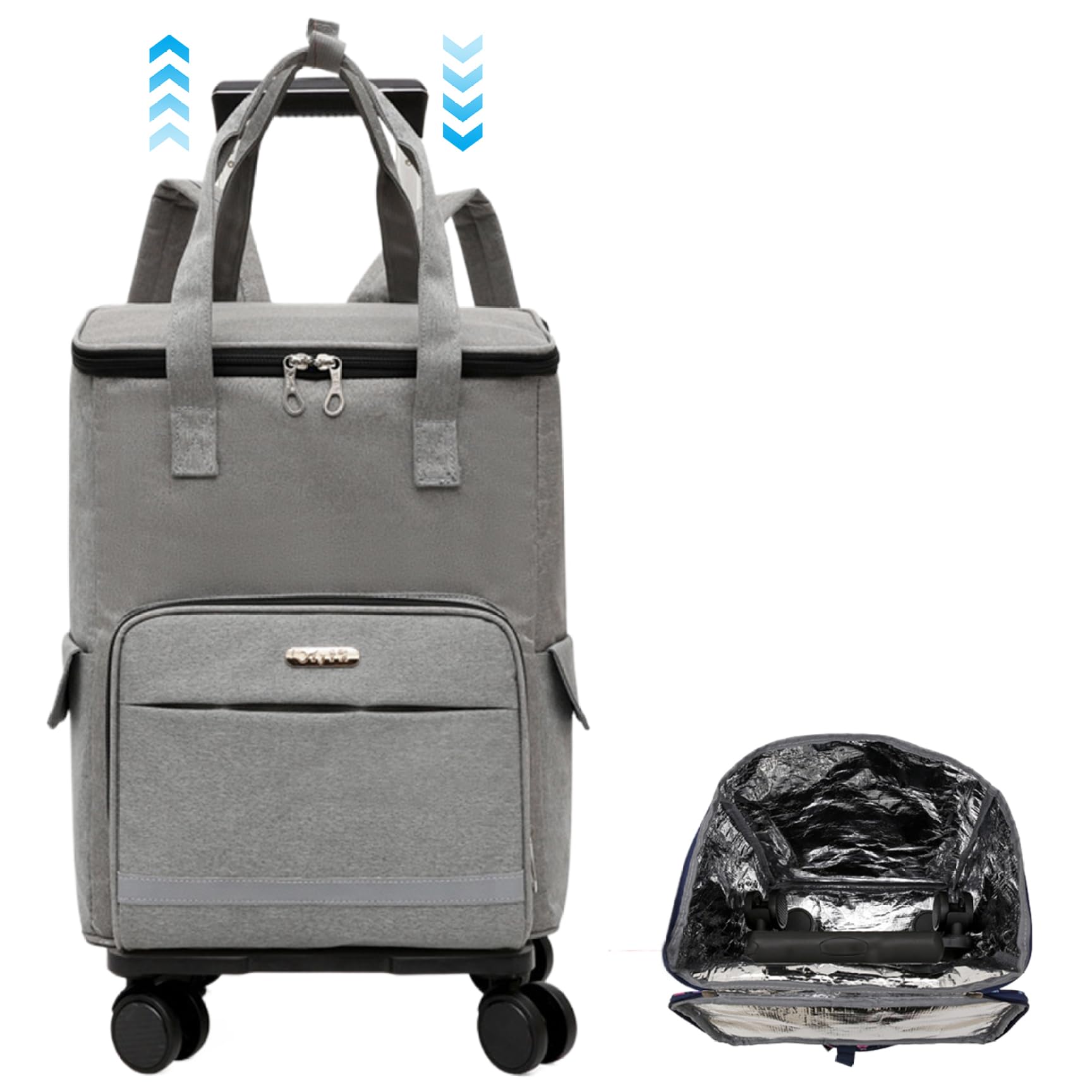 Cooler with Wheels, Cooler with Wheels and Handle, 14x8x18 Inch Oxford Cloth, 3 in 1 Rolling Cooler with Insulated Interior, Ice Chest with Wheels for Camping Picnic Hiking Beach, Travel Cooler