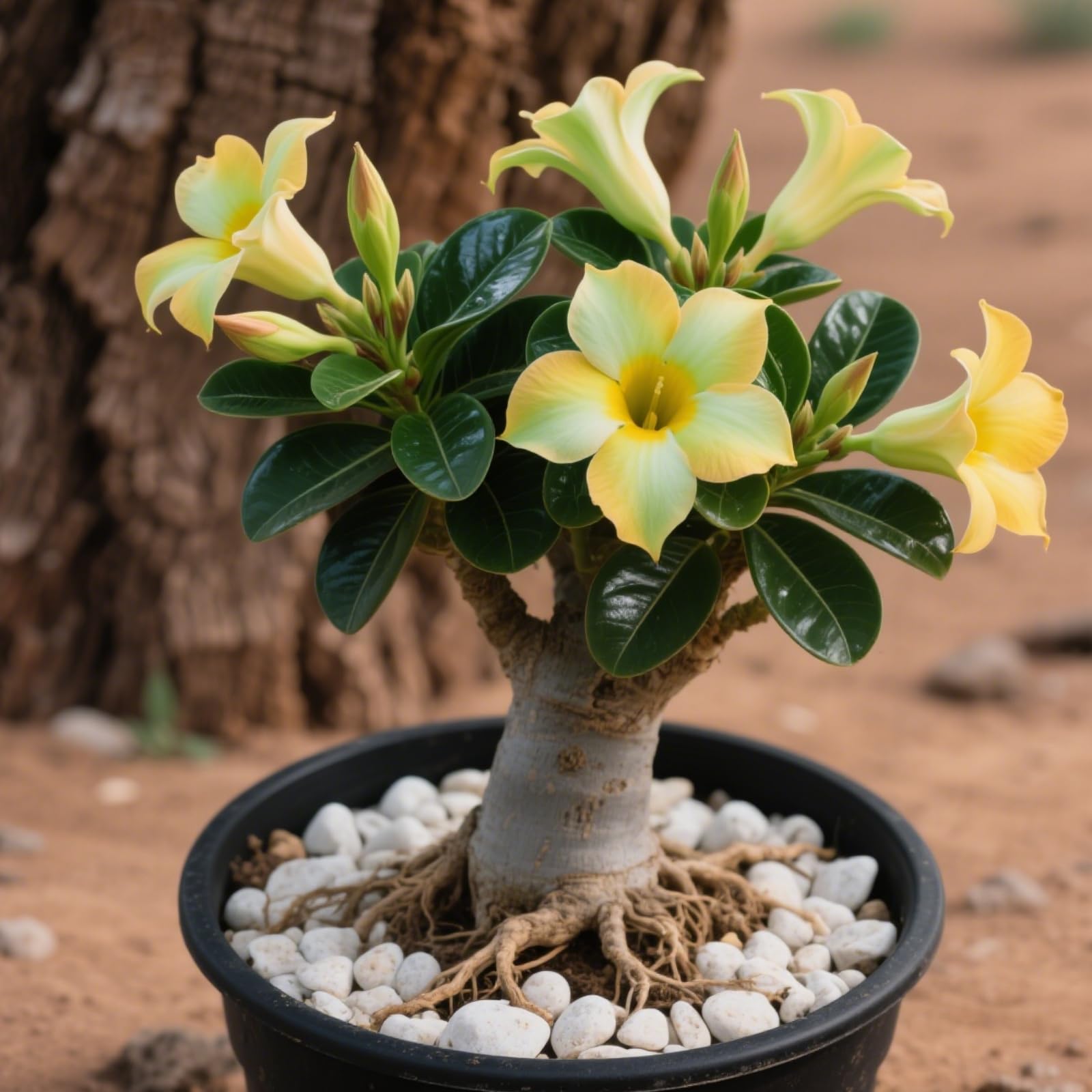 Rosa del deserto in Vasca:Colore Vivido/Decorazione per Casa e Giardino/Resistente e Facile da Curare-B-5 Rhizome