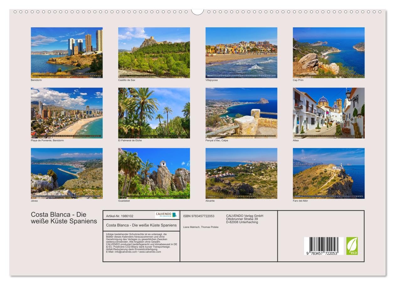 Costa Blanca - Die weiße Küste Spaniens (hochwertiger Premium Wandkalender 2026 DIN A2 quer), Kunstdruck in Hochglanz: Ein Bildkalender der bekannten ... spanischen Mittelmeerküste (CALVENDO Orte)