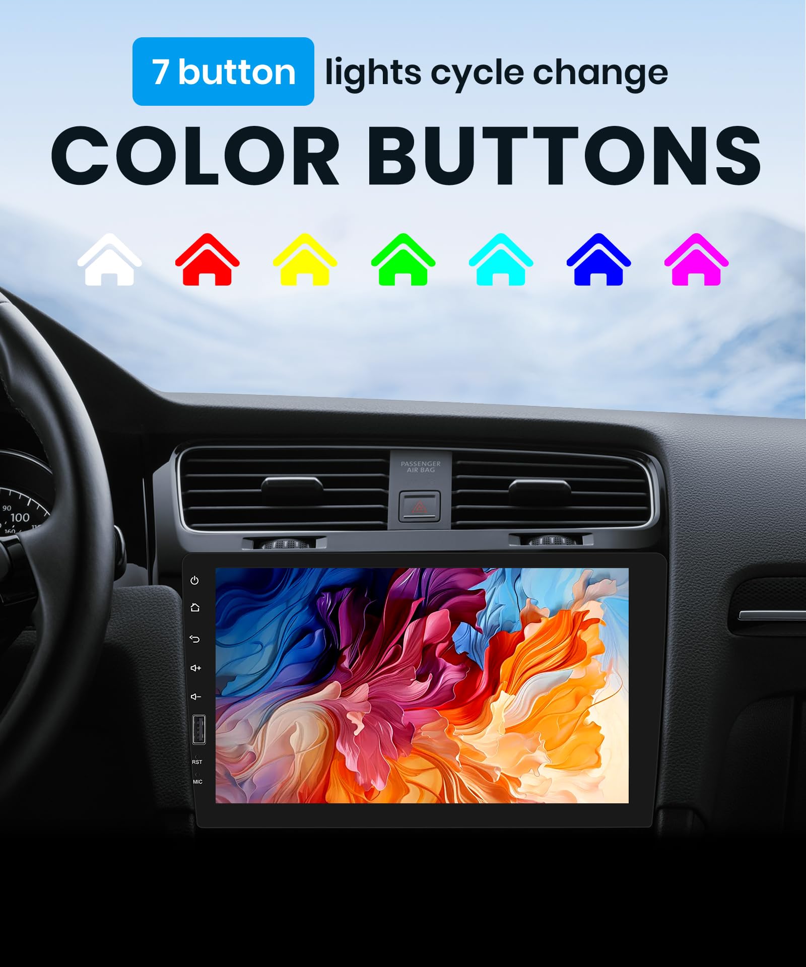 Inalámbrico Carplay Radio de Coche 1 DIN con You-Tube Android Auto, 9 Pulgadas Pantalla Táctil Radio Coche con Mirror Link Bluetooth FM/Am/RDS Radio USB/EQ/AUX Control del Volante Cámara Trasera