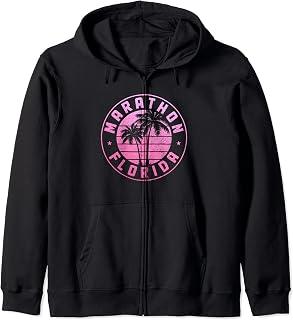 Marathon Florida FL Running Runner Marathoner Vintage Zip Hoodie