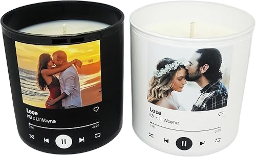 4oz/10oz Personalized Custom Song Photo Candle | Couples Music Gift