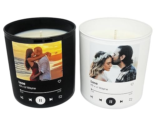 4oz/10oz Personalized Custom Song Photo Candle | Couples Music Gift
