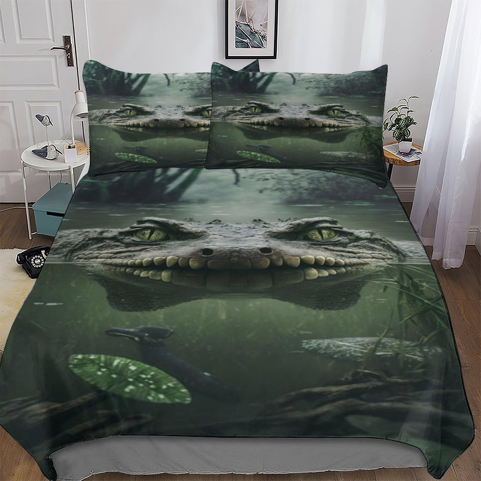 Parure de lit crocodile housse de couette double 200x200cm finition zippée de qualité