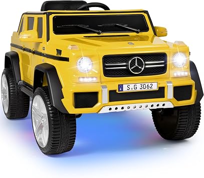 JOYLDIAS Licensed Mercedes-Benz G650S Ride On Car for Kids, 12V7AH Kids Ride On Truck with 2.4Ghz Remote Control, 3 Speeds, Bluetooth,Music,LED Lights, Spring Suspension, Yellow