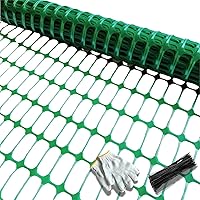 PotatoLife Extra Strength Plastic Mesh Fence 4x100 ft Green Roll w/50 Zip Ties - Reusable Garden Netting for Deer, Dogs, Poultry, Construction
