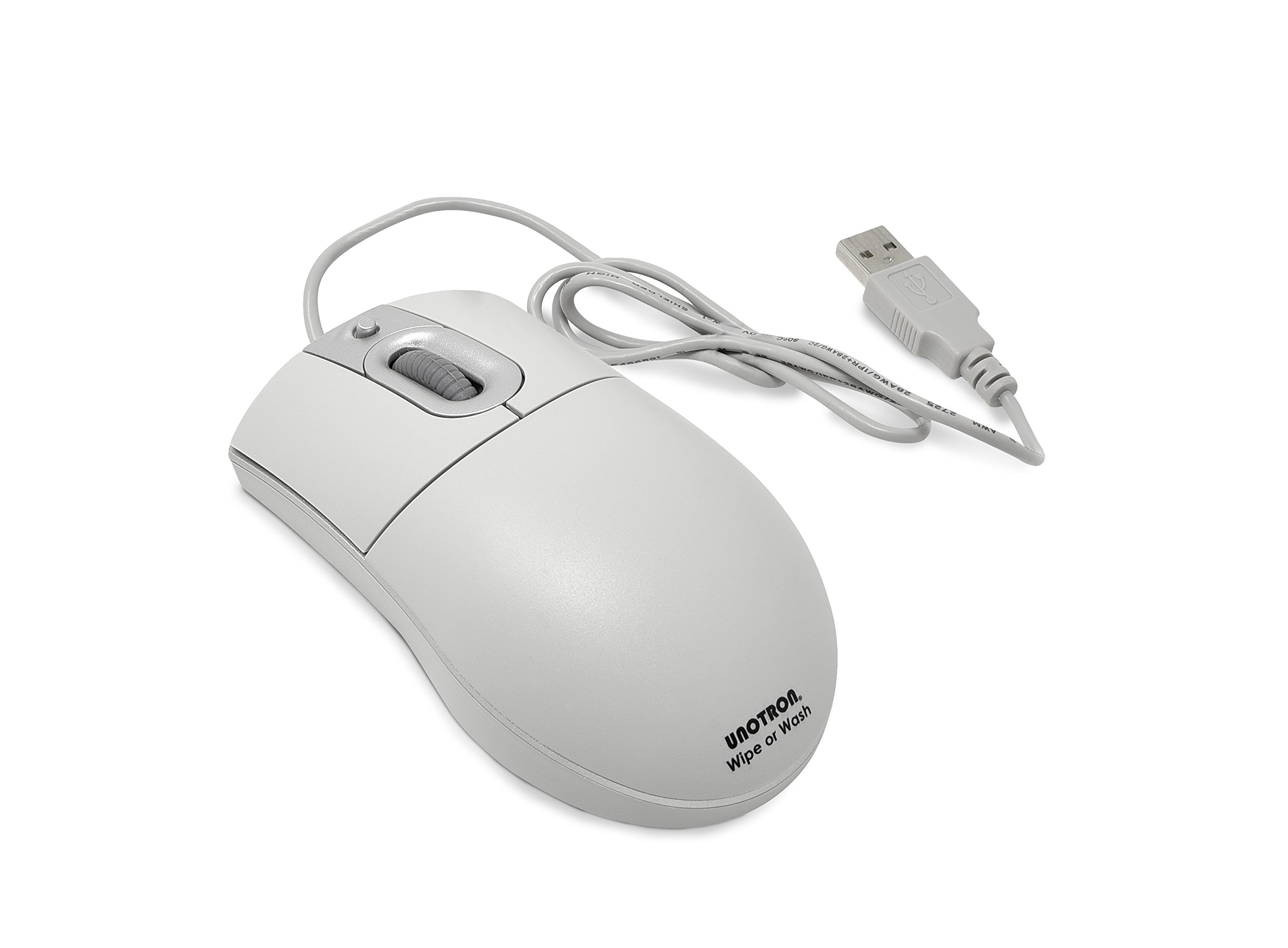 Megasept® by Unotron Mouse Ma, With Scroll Wheel with Splash Protection Grey Washable, IP66/Nema4X, USB, PS/2 Adaptor, Antimicrobial properties and Nano Silver