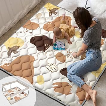 Termichy Baby Play Mat Washable 50"x50" Water-Repellent & Easy Clean - Non Slip & Fall-Proof for 6-12 Months Learning to Walk on Hardwood Floor