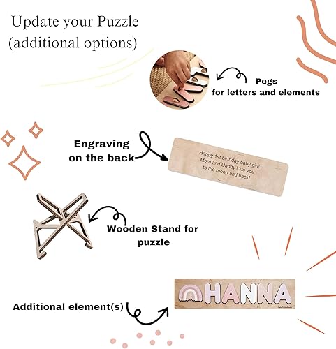 Miniatura 9 de Baby Puzzle Name with Custom Design Personalized Nursery sign Wooden Decor Toddler gift idea for girls and boys