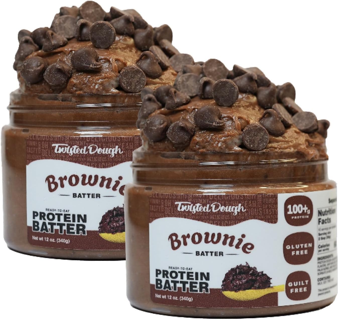 Protein Cookie Dough, Brownie Batter Flavor, 2 Pack, 100g Protein, Healthy Snacks, Gluten Free Edible Cookie Snack, High Protein Low Carb & Low Sugar Dessert for Kids & Adults, Keto Friendly