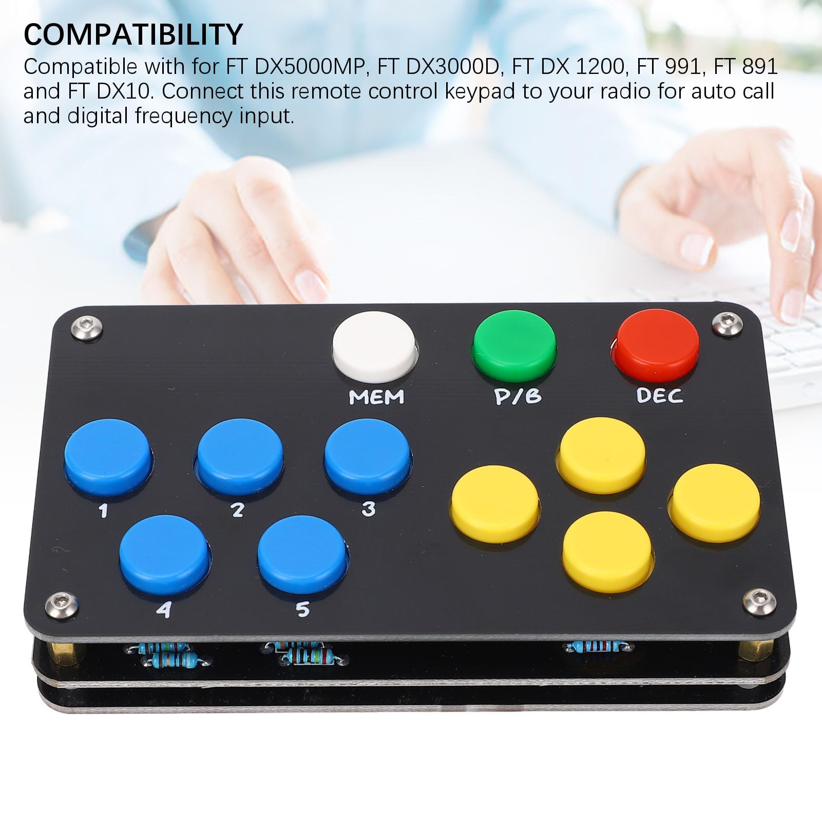 Telecomando Sostitutivo Tastiera a 12 Tasti, Tastiera di Controllo Esterna a 5 di Memoria, Compatibile con FT DX3000 FT DX5000 FT DX1200 FT 991 FT 891 FT DX10