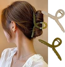 ALLMIRA Hair Clips, Large, Firm, Set of 2, Hair Clip, Hair Clip, Secure, Hair Clip, Clip, For Adults, Korean, Cute, Hair Clips, Hair Clips, Hair Clips, Hair Clips, Hair Comb, Hair Accessories (White + Green)