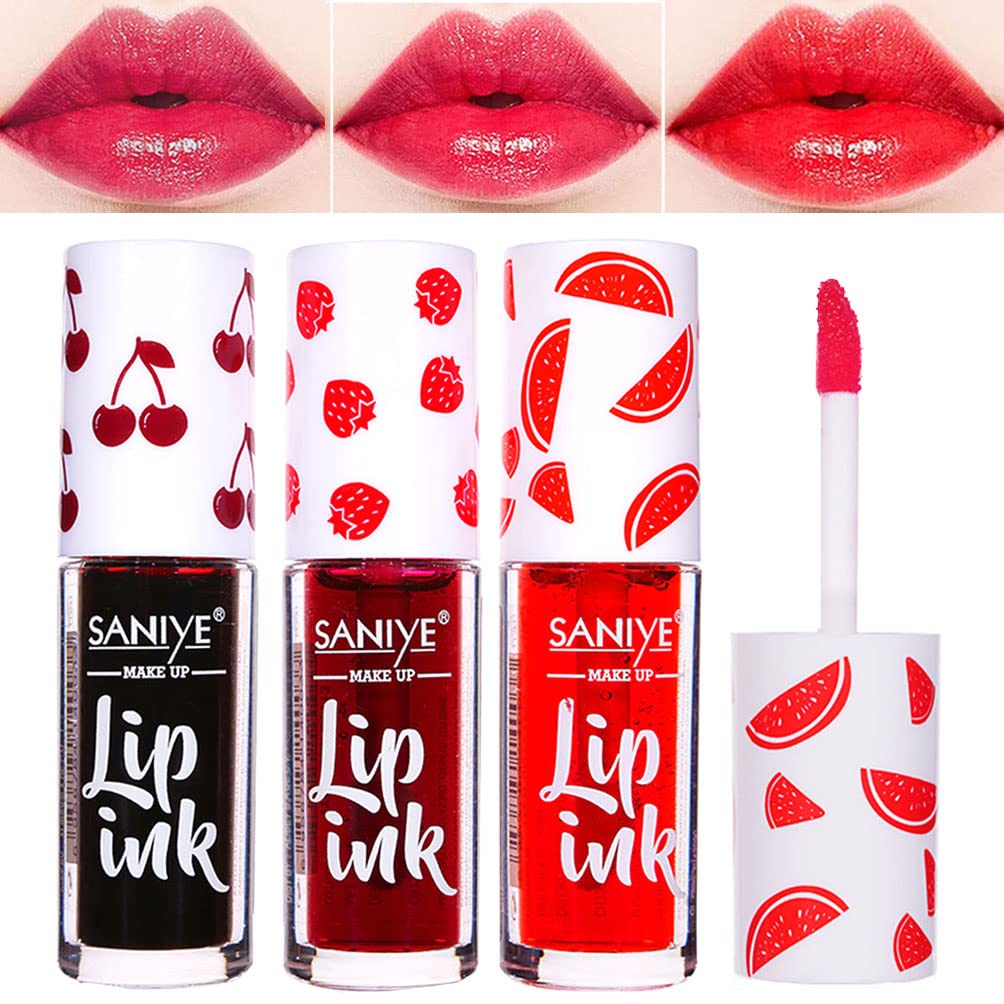 Lip Tint Stain Set, 3 Color Hydrating Lip Gloss Tinted