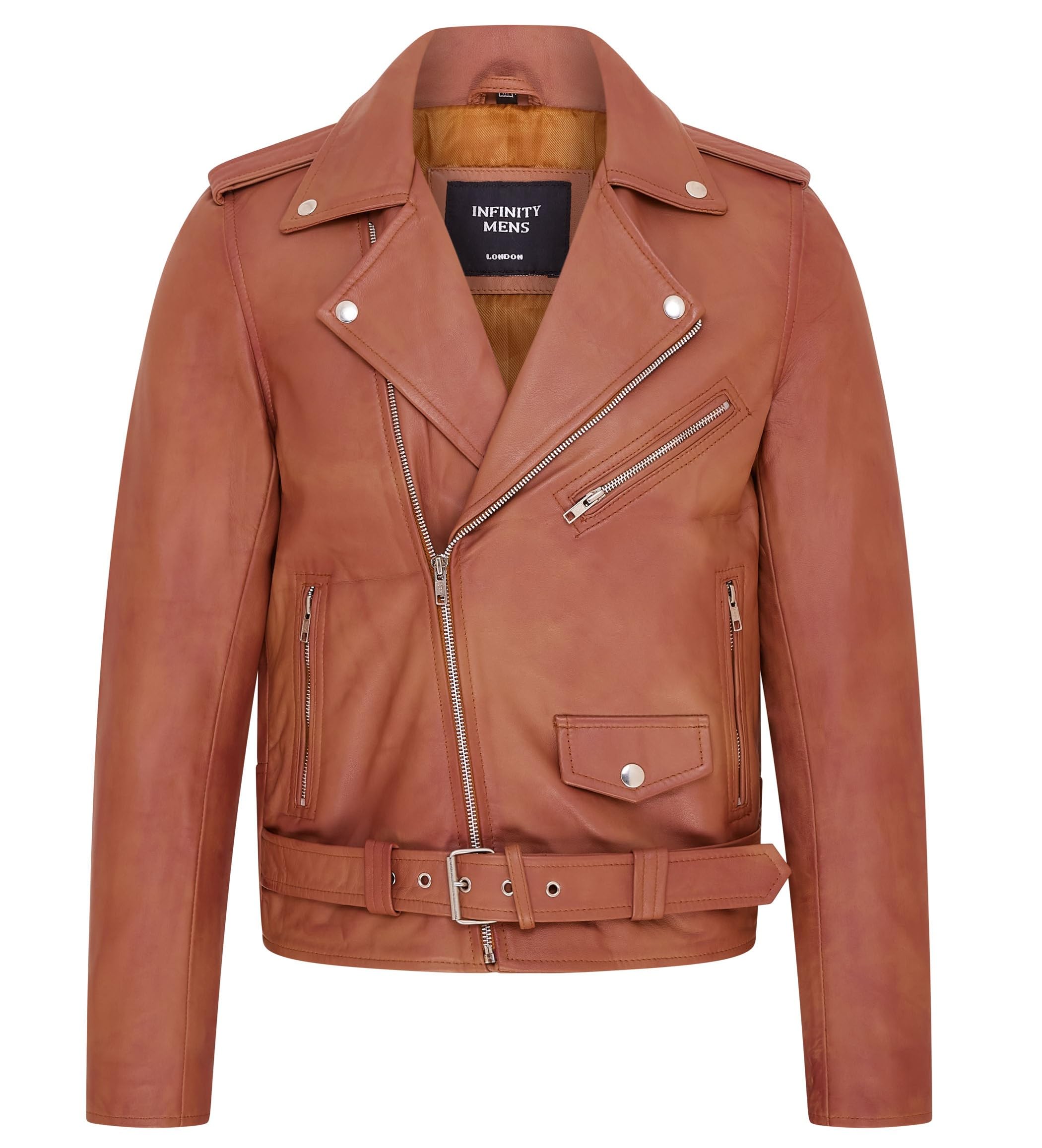 Mens Vintage Retro Brando Quilted Leather Biker Motorcycle Jacket