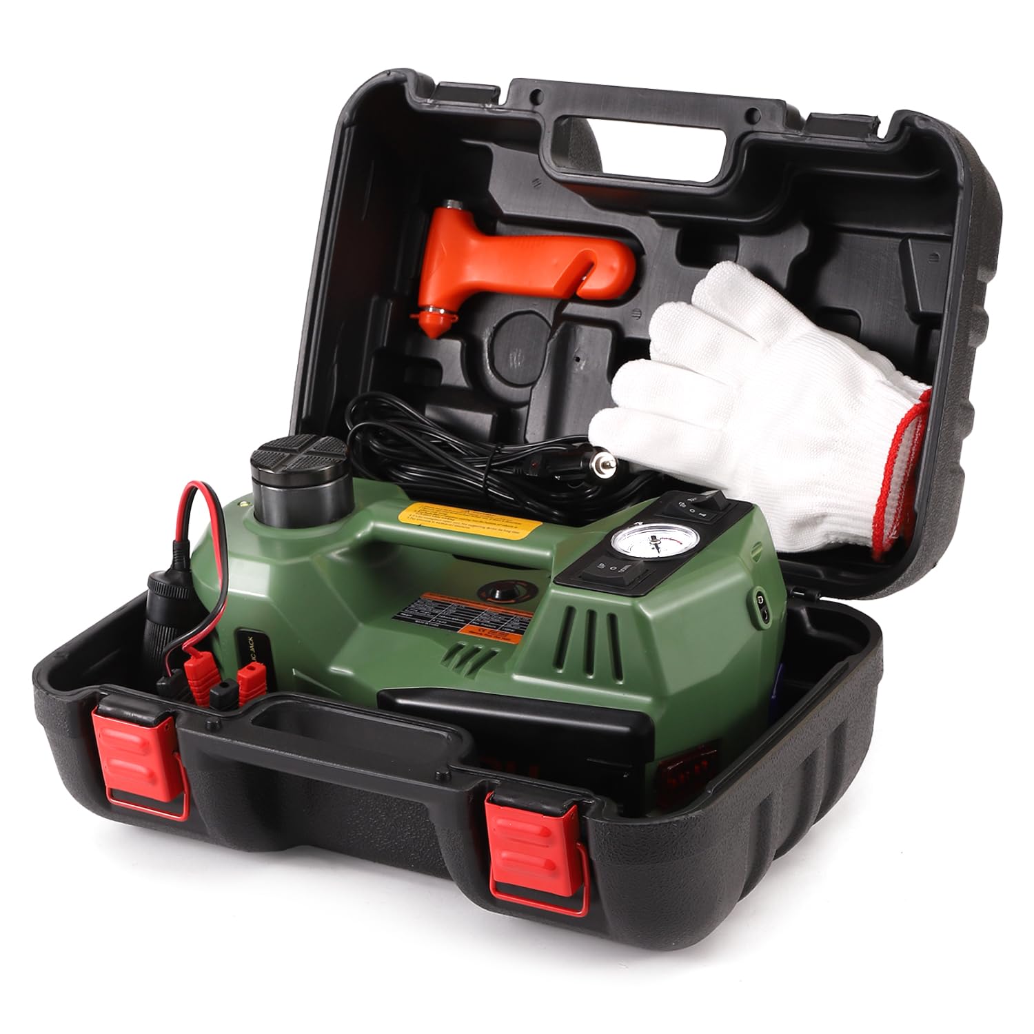 Electric Car Jack 5 Ton 12V Floor Jack with Inflator Pump Portable Hydraulic Jack Vehicle Lift for Car SUV Sedan MPV Tire Change with Led Light