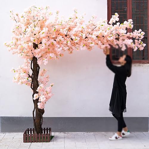 XOBODI Decoración de flores de seda de Sakura falsa árboles de cerezo artificiales de simulación de árbol de flor de melocotón para interiores y
