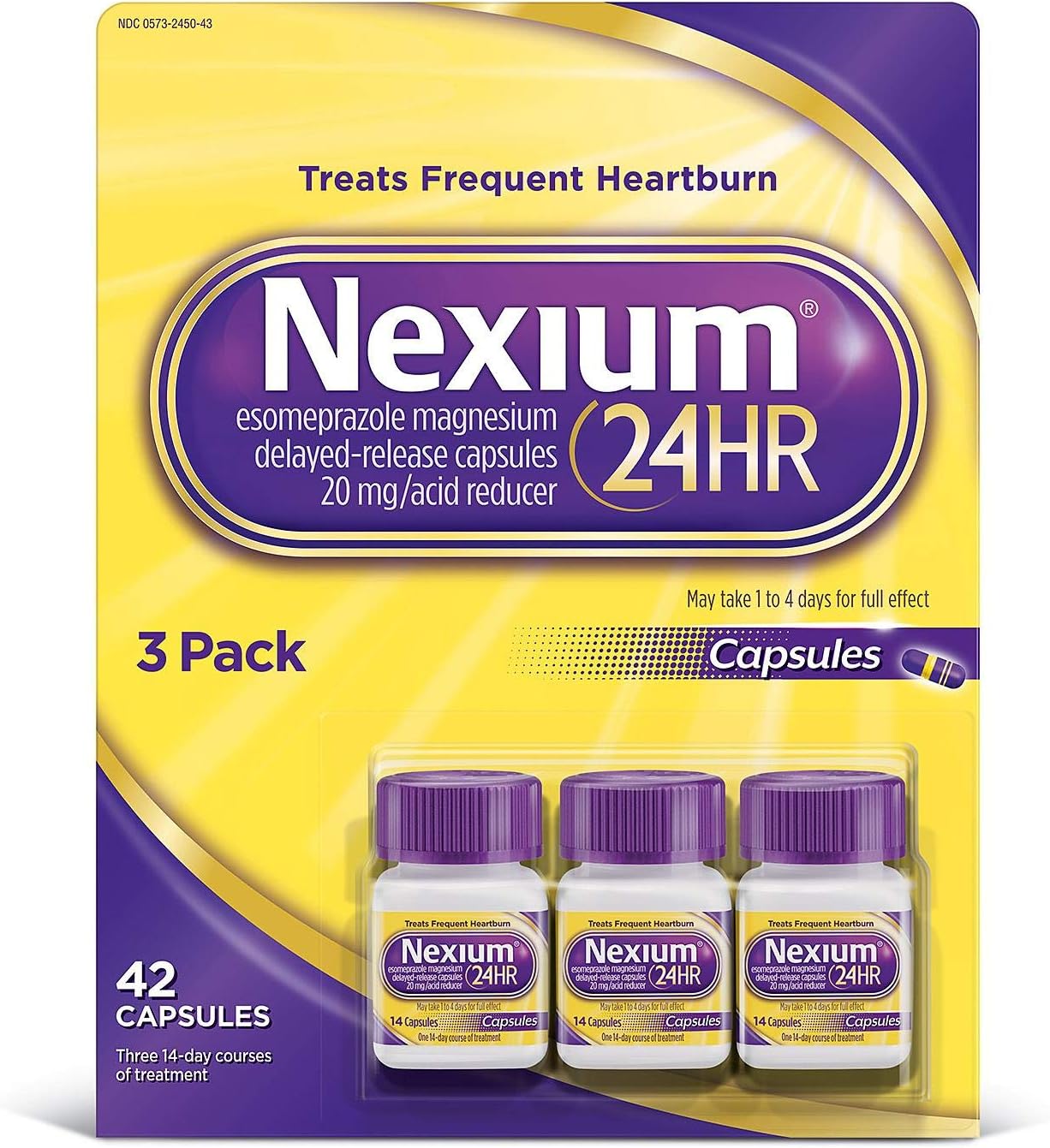 Nexium 24 Hr Acid Reducer 20 Mg 42 Capsules (Pack of 3)