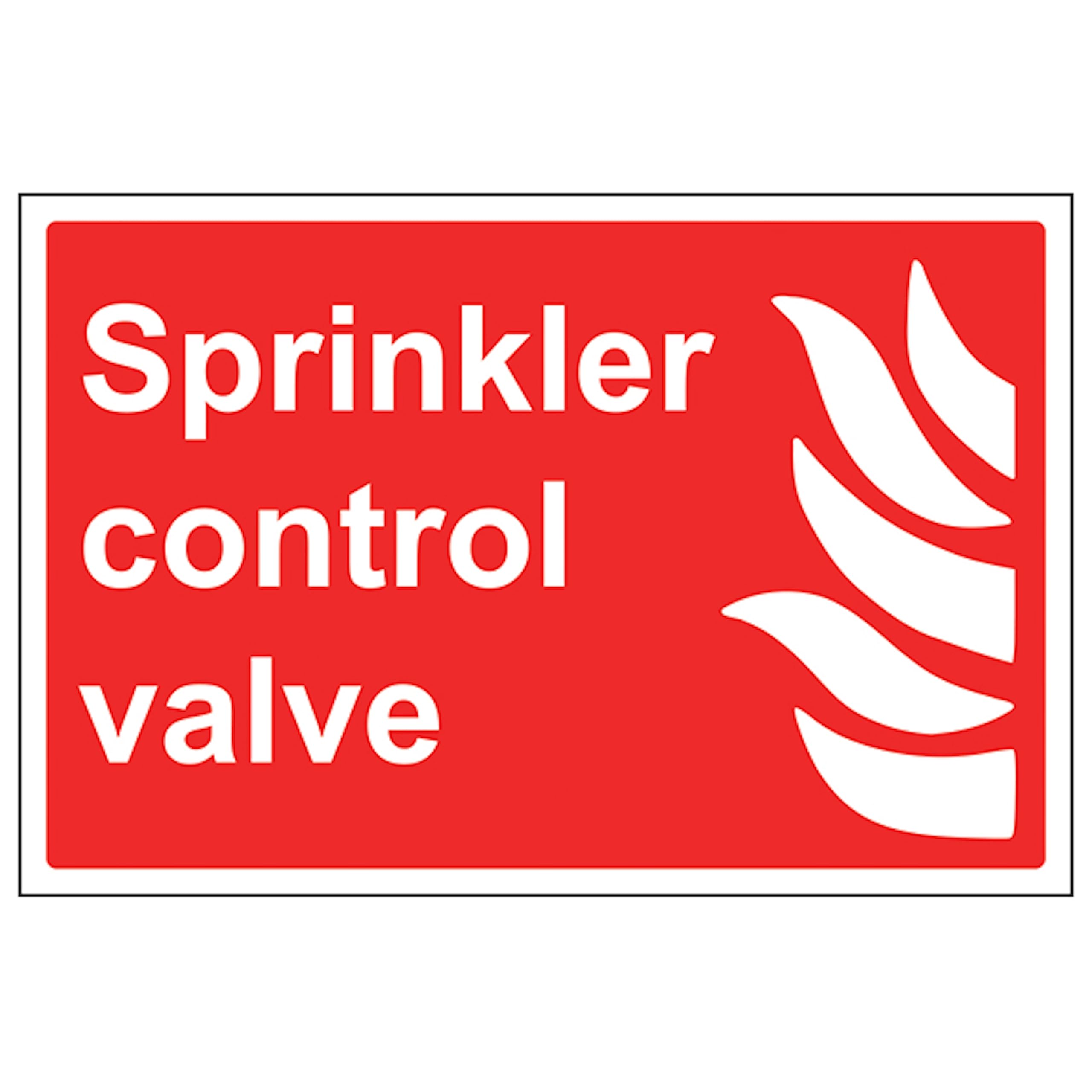 V Safety Sprinkler Control Valve - Landscape 300 x 200 mm - Self Adhesive Vinyl - Aluminium Effect Safety Sign