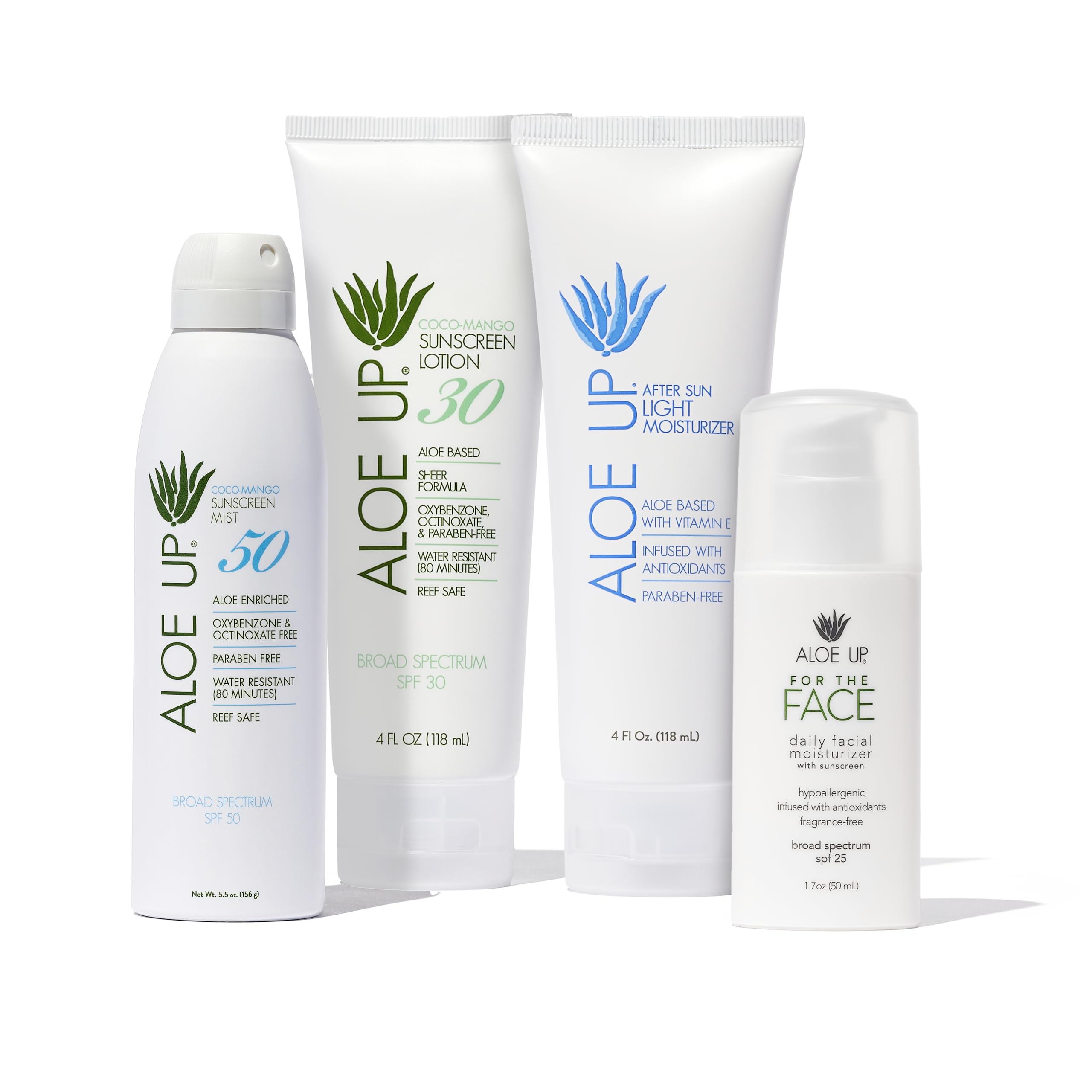 Aloe Up White Collection Sunscreen Spray SPF 50 White Collection Sunscreen Lotion SPF 30 After Sun Light Moisturizer