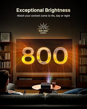 NexiGo PJ40 Ultra Outdoor Projector, Compatible with Netflix/YouTube/Prime Video, 800 ANSI Lumens, AI Image Enhancement, Native 1080p Video Projector, 20W Speaker, Auto Keystone